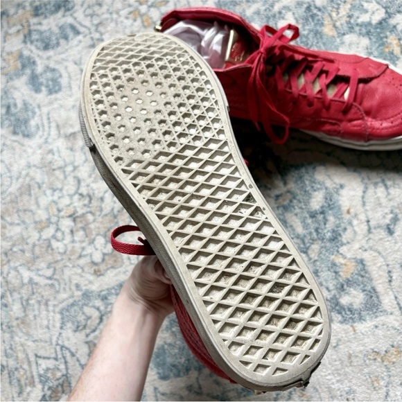 Vans Sk8 Hi Red & Gold Tongue Leather Shoes - Picture 5 of 9